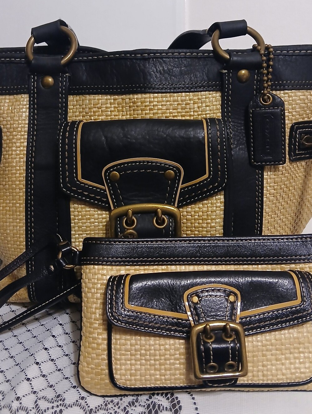 Coach Vintage 2005 Straw Woven Tote